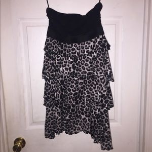 Express Strapless Ruffled Midi Dress